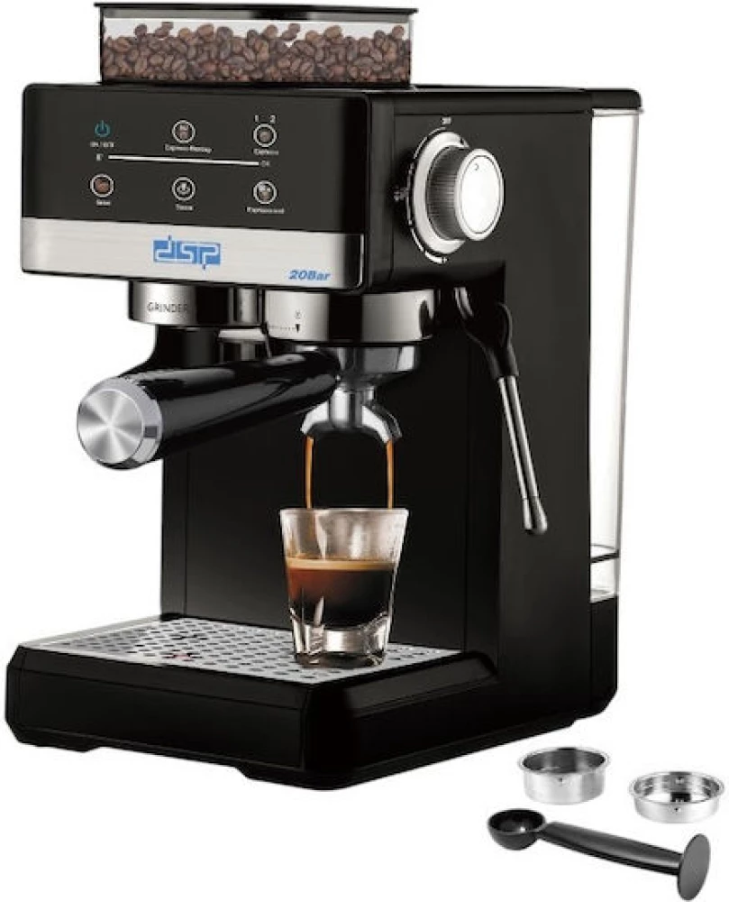 Machine à Café Expresso DSP Avec Mousseur et Broyeur, 20 bars, 1350 W, KA3123