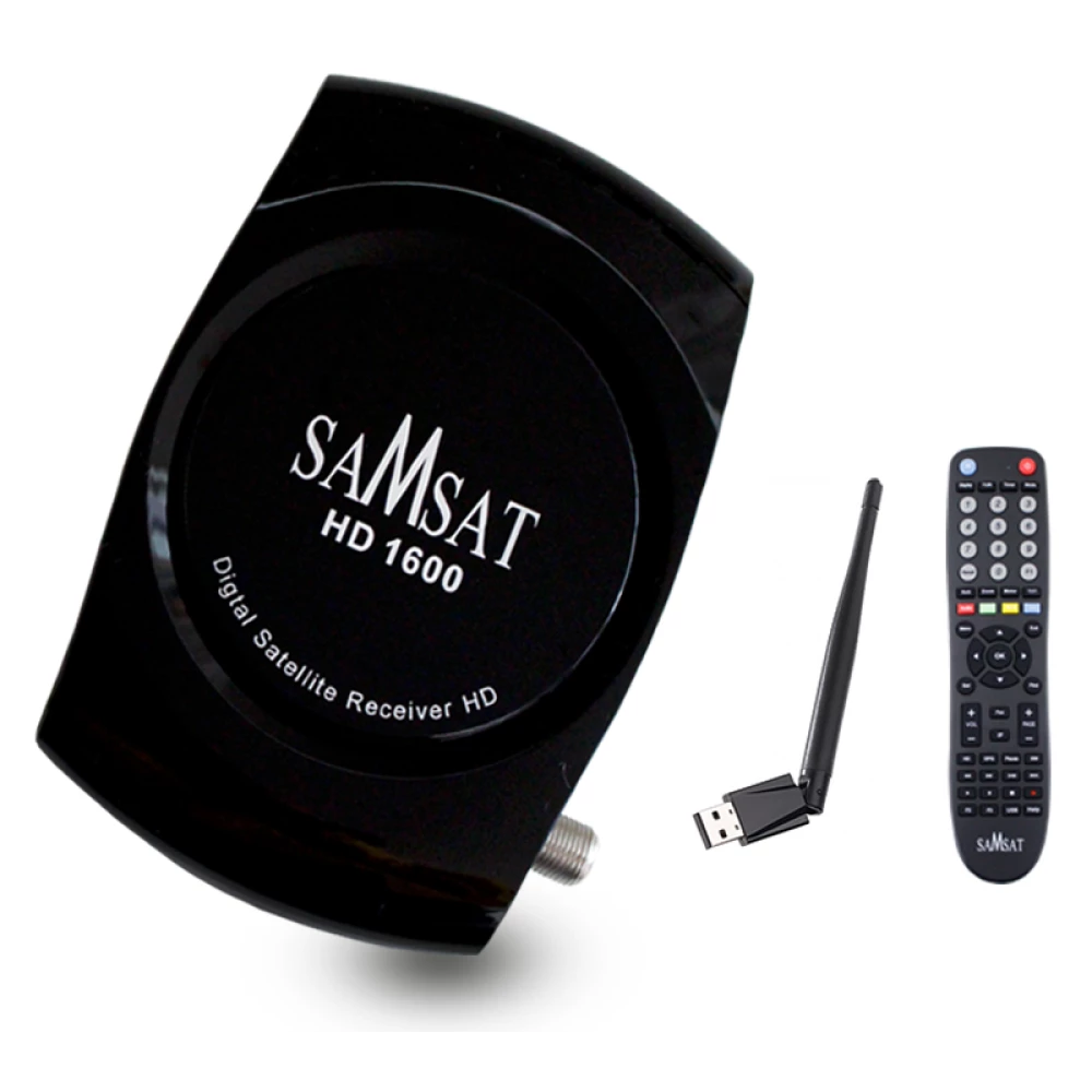 RÉCEPTEUR SAMSAT HD 1600 FULL HD 1080P / WI-FI / NOIR + 6 ABONNEMENTS